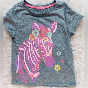 Gap Kids - Gray and Pink Zebra Tshirt with Glitter Accents Girls Size Small 6-7